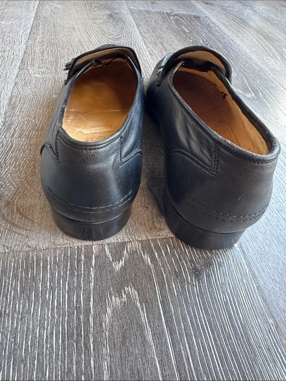 Vintage Carroll & Co Men's Black Leather Tassel Loafers